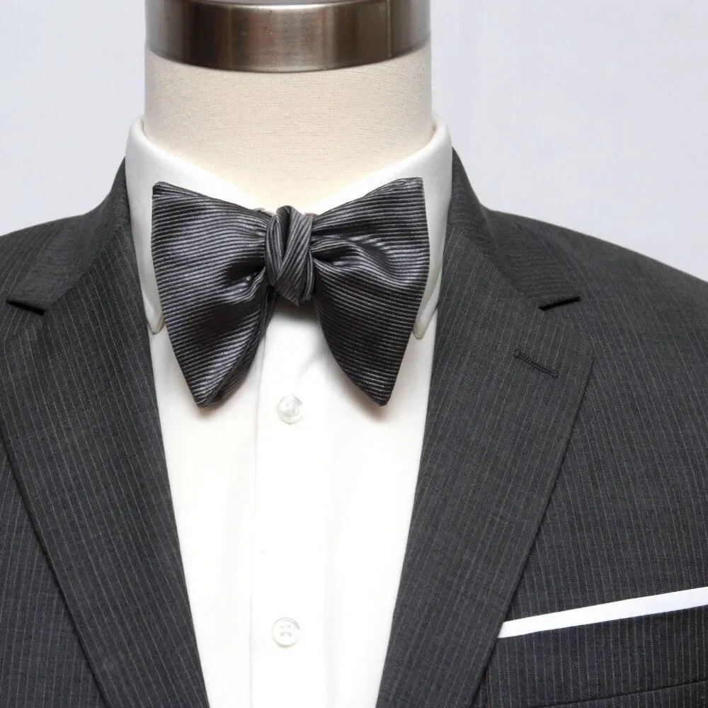 Men's Self-tied Bow Tie 100%Silk‎ Large Butterfly Grey S713